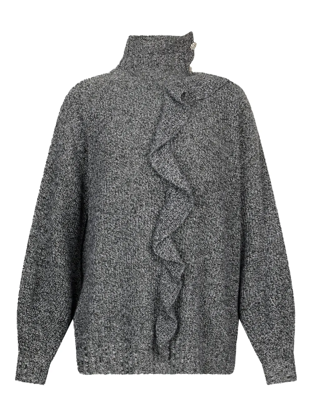 Liu •jo High-neck Ruffle-detail Sweater In Gray