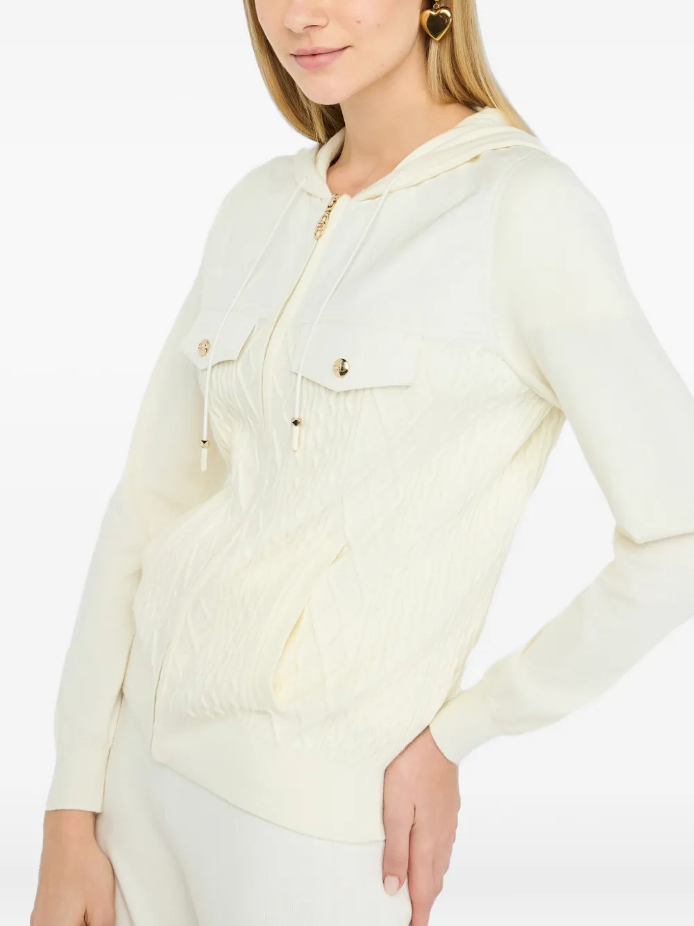 LIU JO Kabelgebreide hoodie met rits Wit