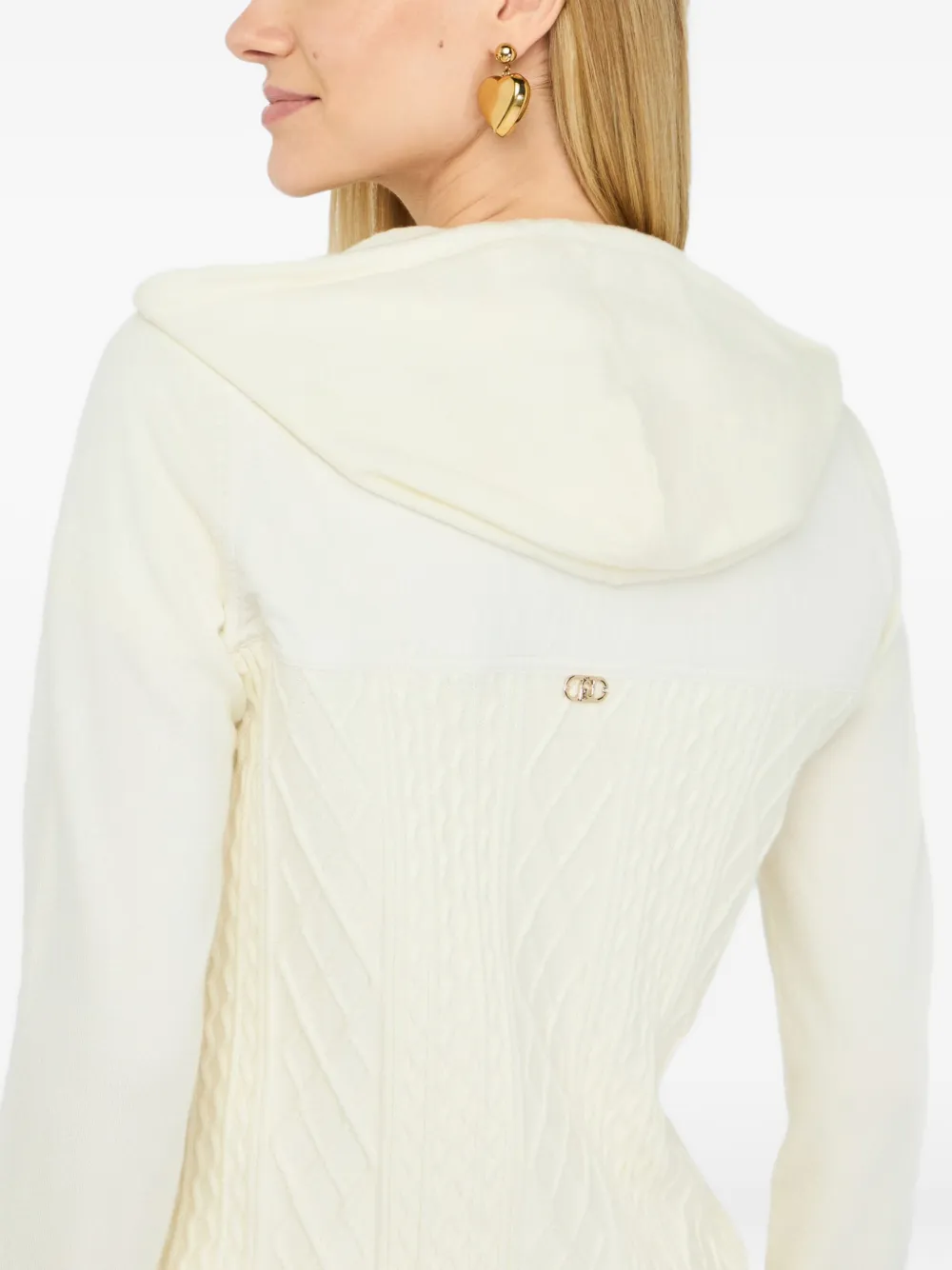 LIU JO Kabelgebreide hoodie met rits Wit