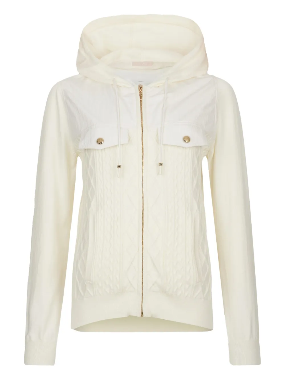 LIU JO Kabelgebreide hoodie met rits Wit