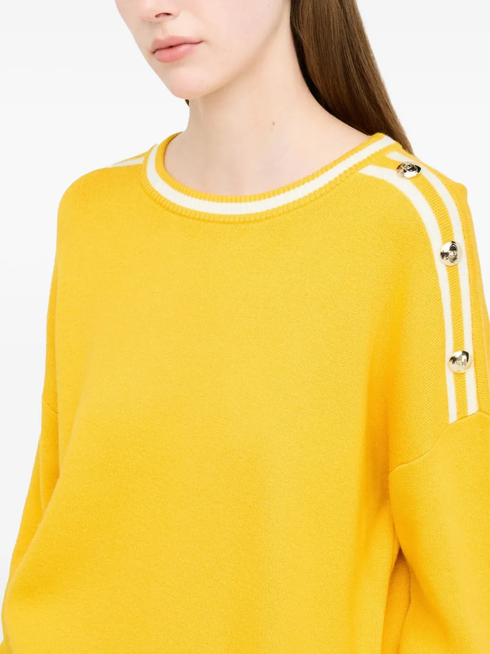 LIU JO logo-detail button-embellished jumper Geel