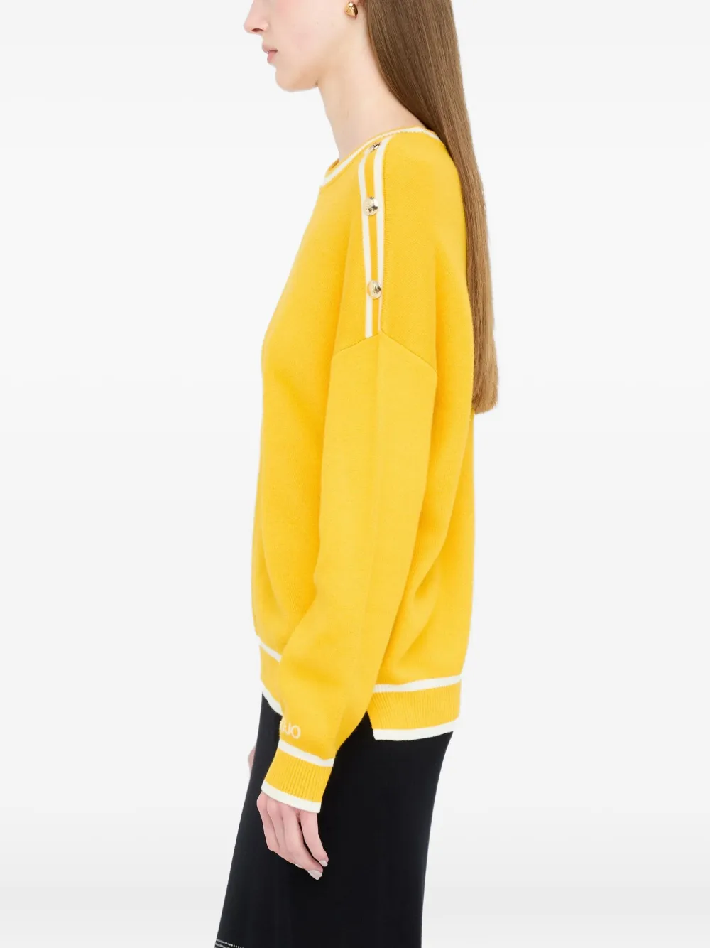 LIU JO logo-detail button-embellished jumper Geel