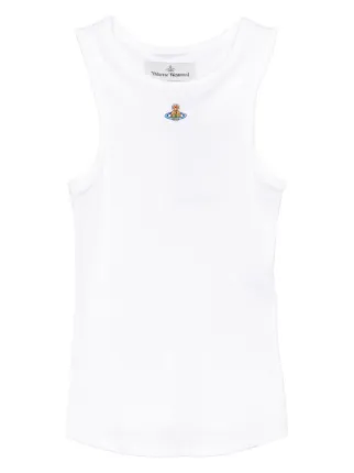 Vivienne Westwood Orb-embroidered Ribbed Tank Top | White | FARFETCH