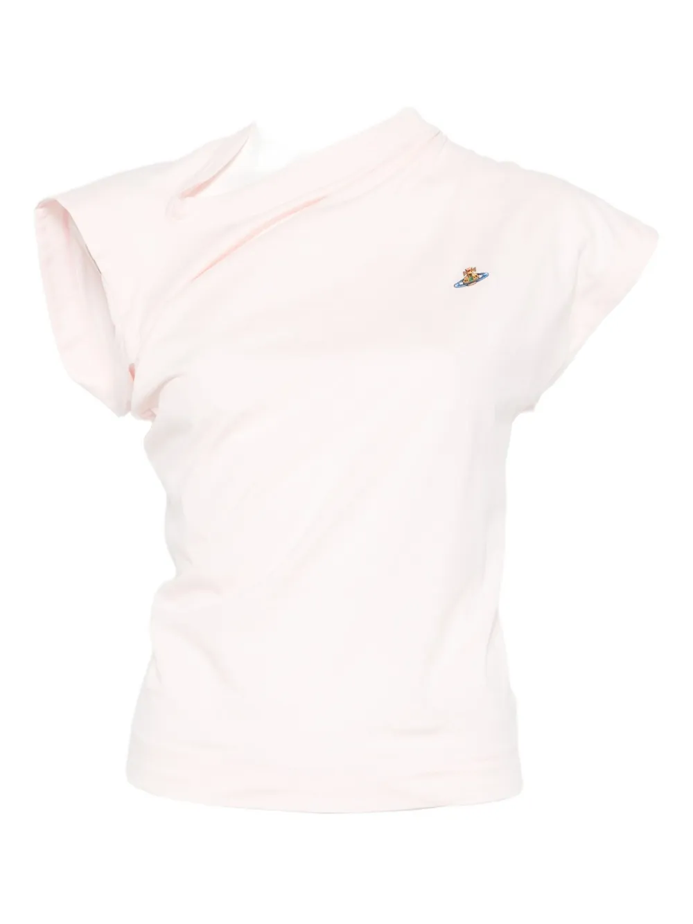 Vivienne Westwood Hebo Draped-shoulder Cotton Top In Pink