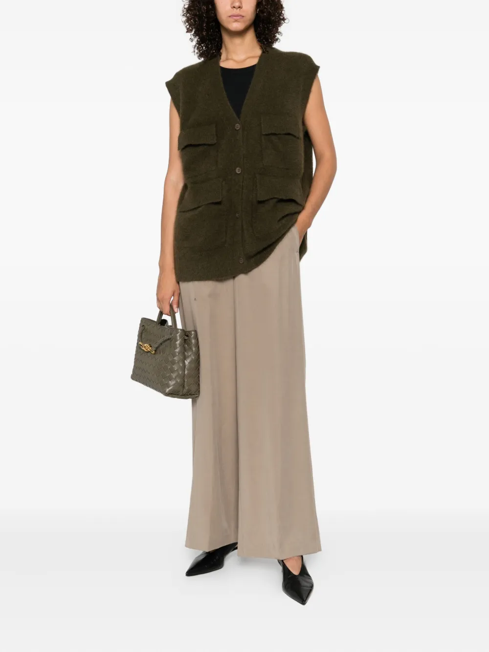 P.A.R.O.S.H. Maglia pocket sleeveless cardigan Groen