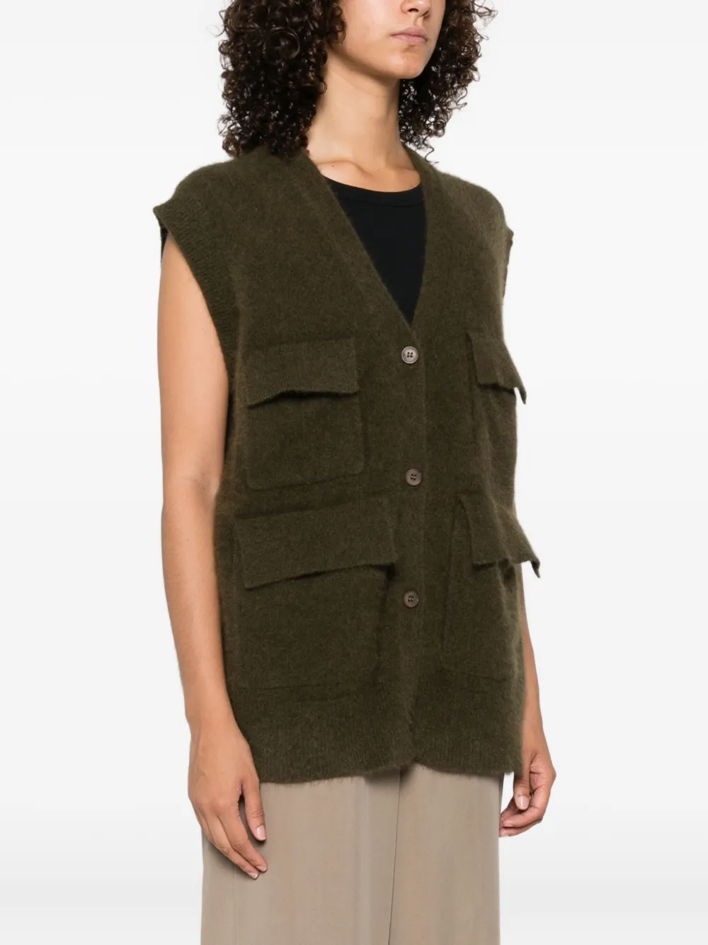 P.A.R.O.S.H. Maglia pocket sleeveless cardigan Groen