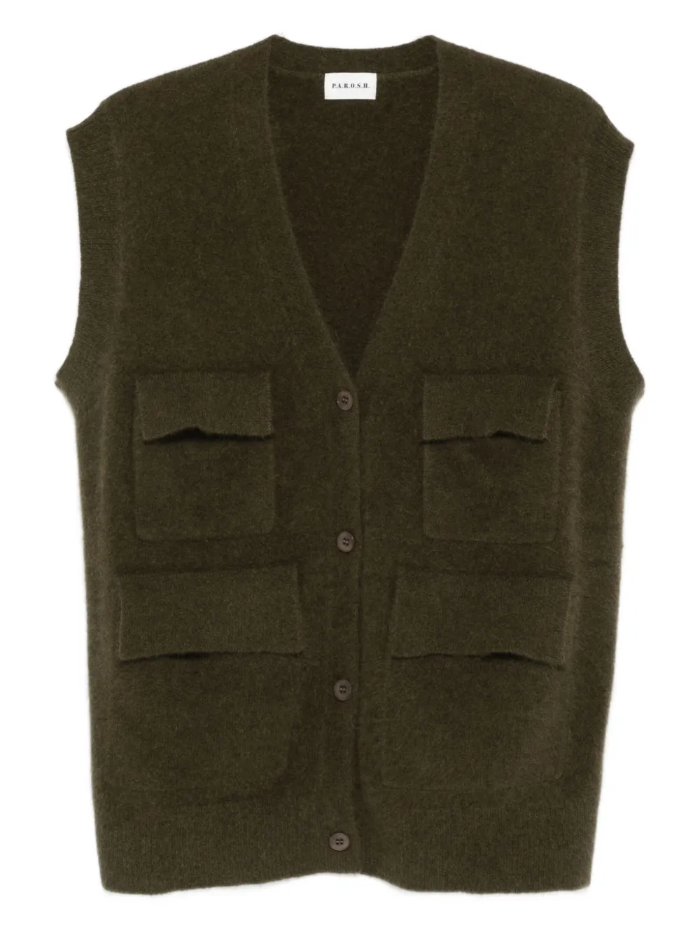 P.A.R.O.S.H. Maglia pocket sleeveless cardigan Groen
