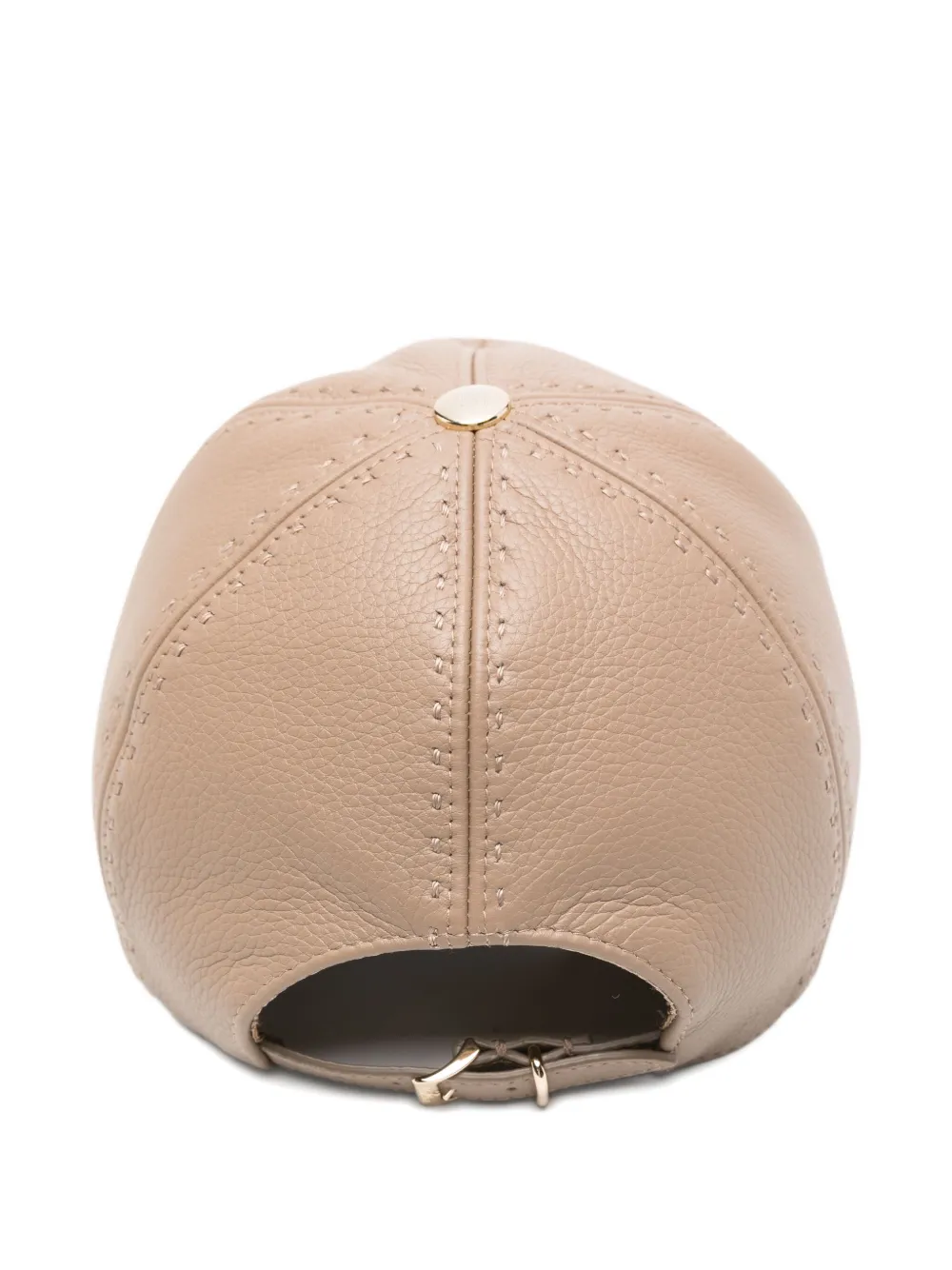 Max Mara Leather Debossed-logo Cap In Neutral