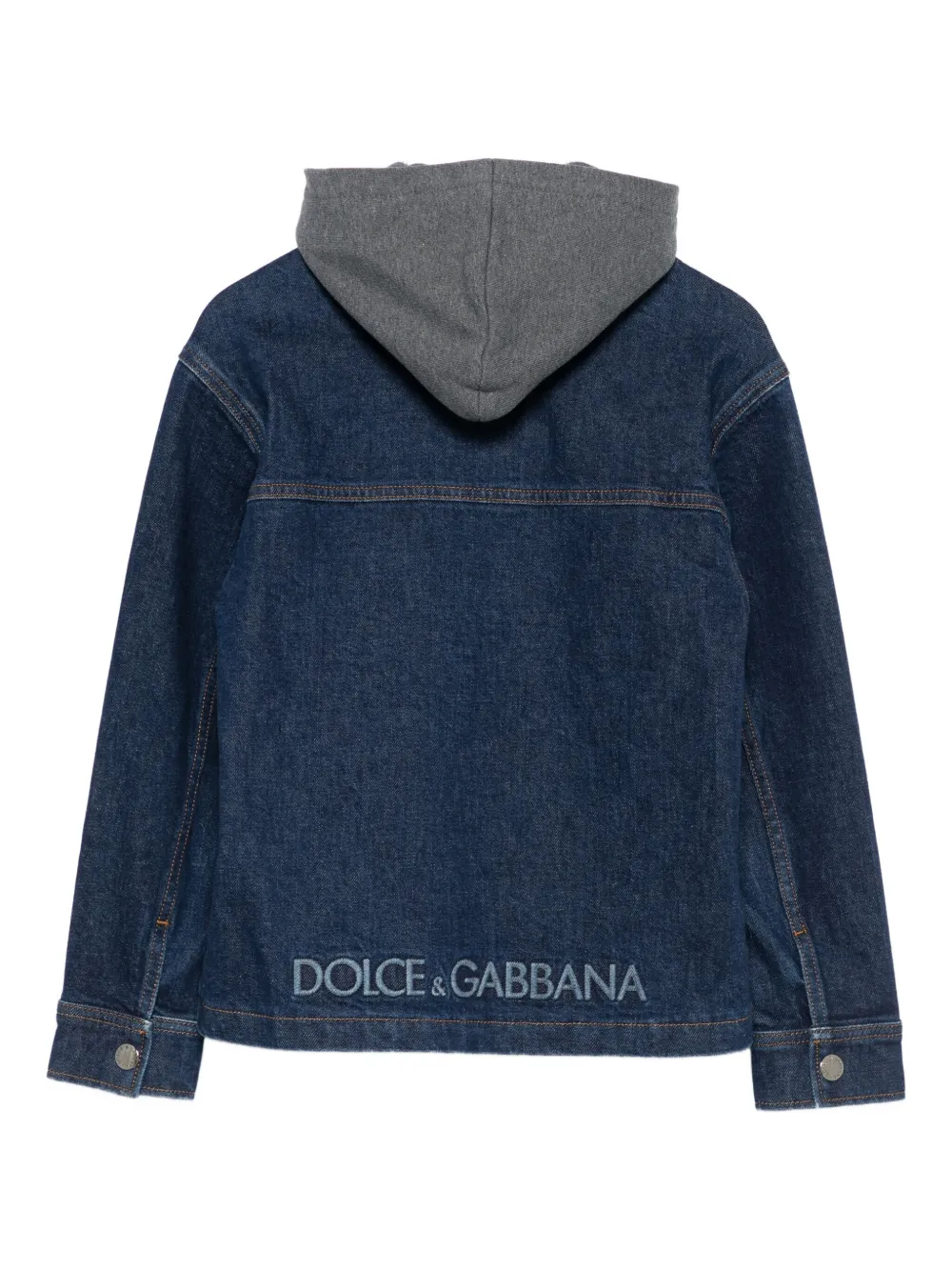 Dolce & Gabbana Kids Denim bomberjack met capuchon Blauw