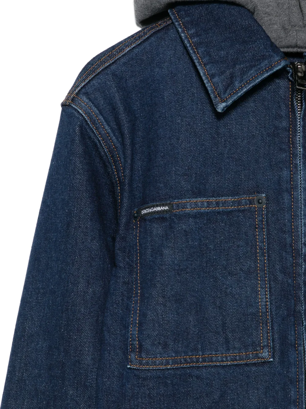 Dolce & Gabbana Kids Denim bomberjack met capuchon Blauw