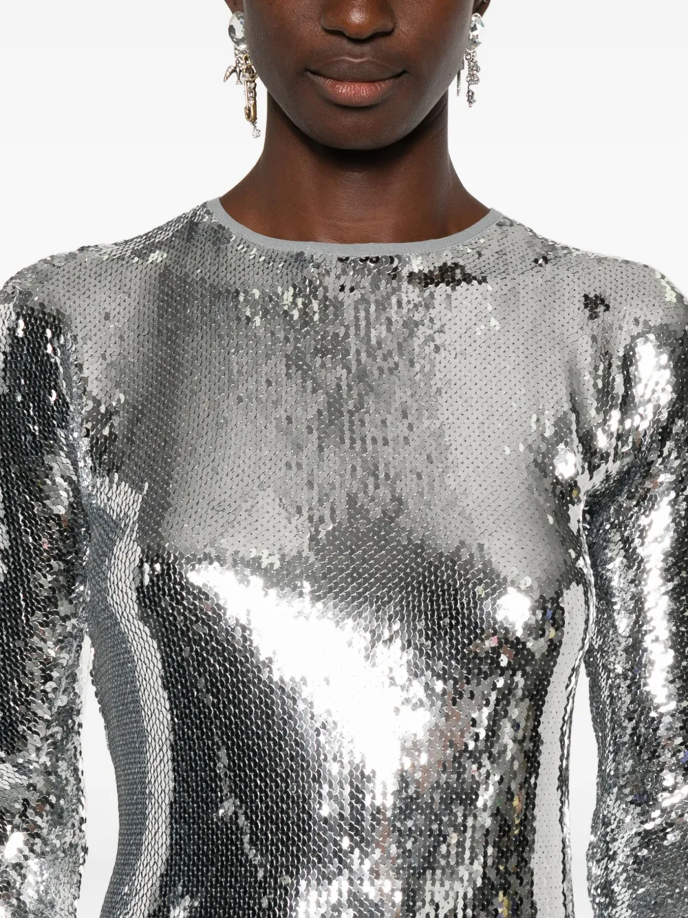 N°21 Sequinned Maxi Dress In Gray