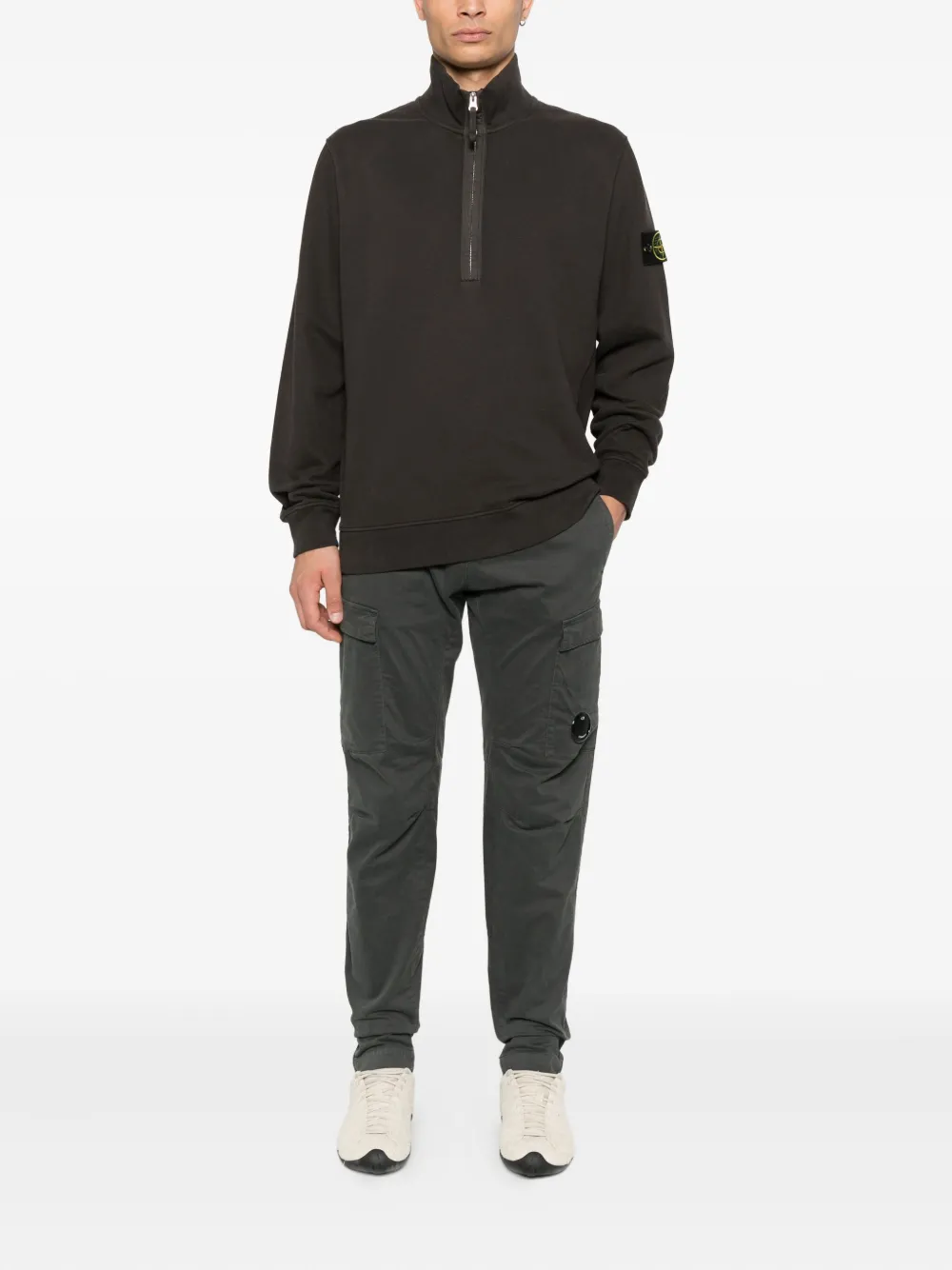 Stone Island 6100068 half-zip cotton sweatshirt Groen