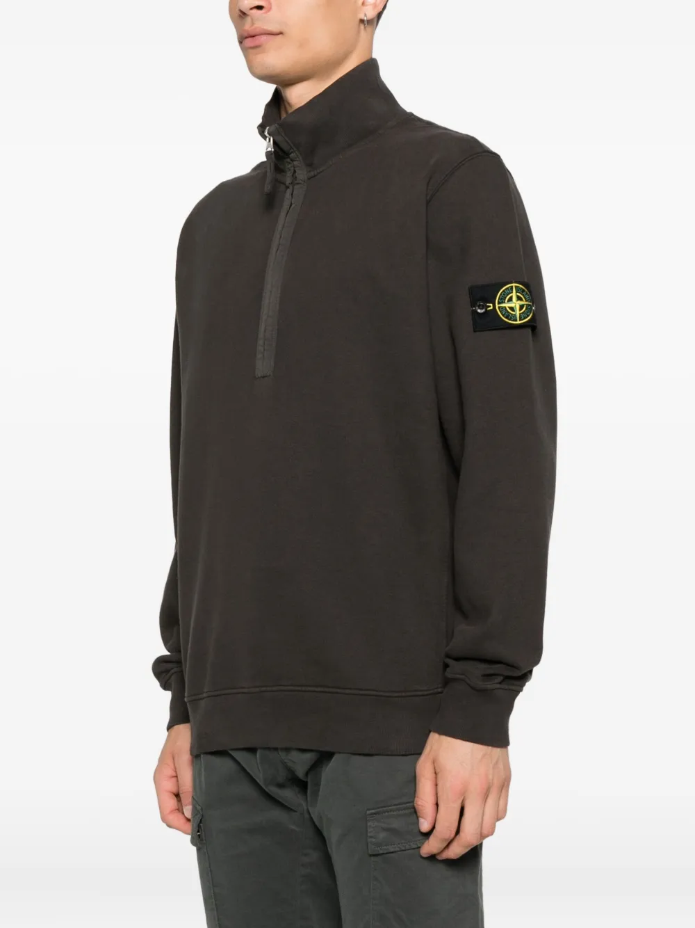Stone Island 6100068 half-zip cotton sweatshirt Groen