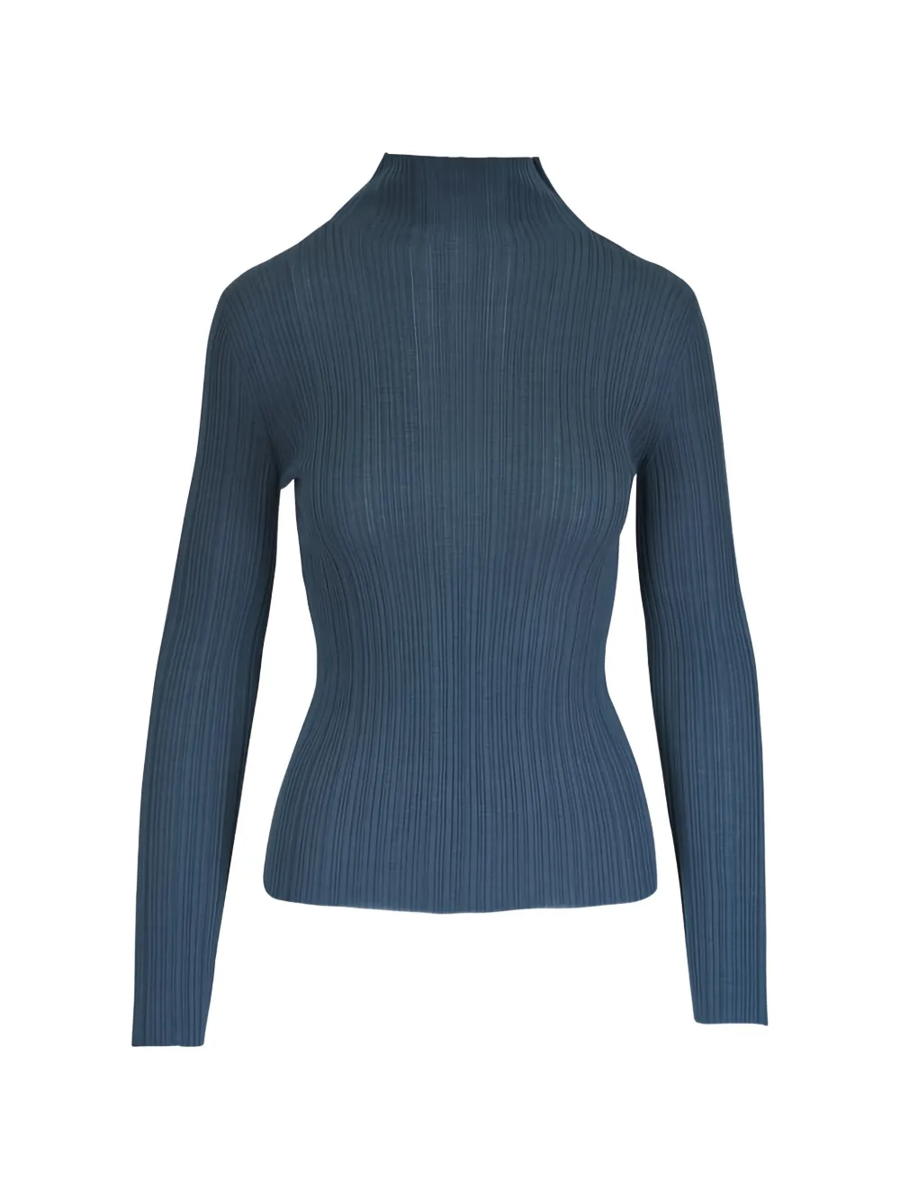 Agnona high-neck ribbed top – Blue