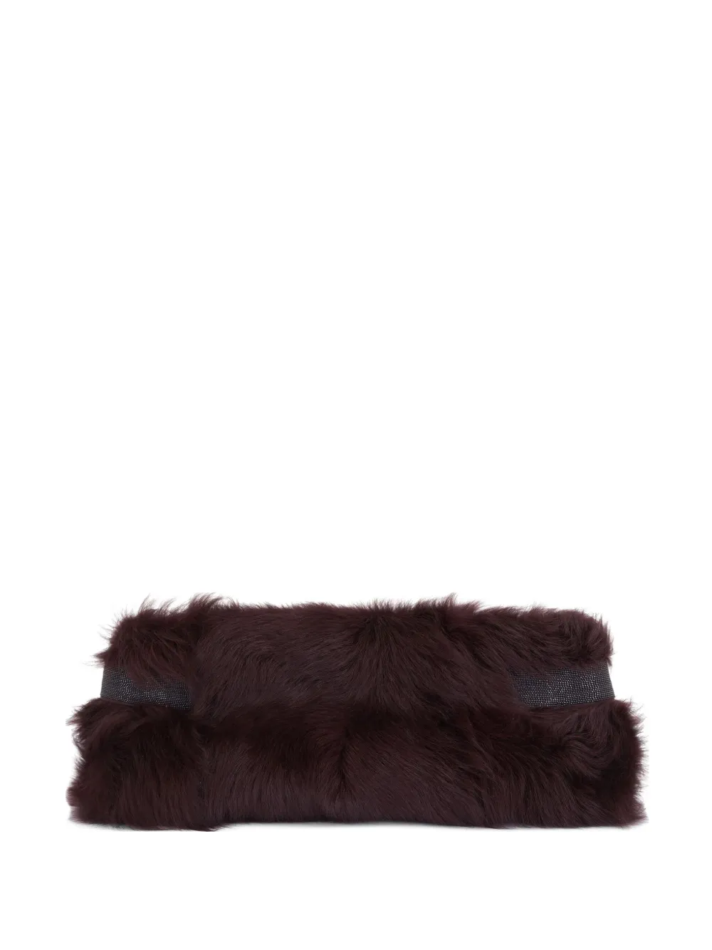 Brunello Cucinelli Clutch con bordo in shearling - Rosso