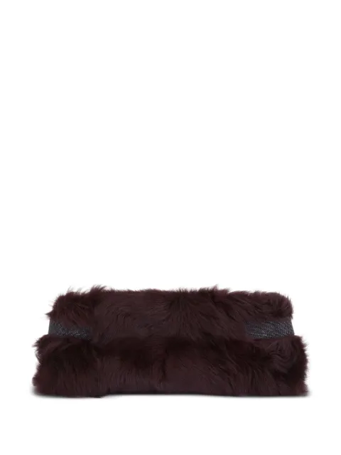 Brunello Cucinelli 皮毛一体边饰手拿包
