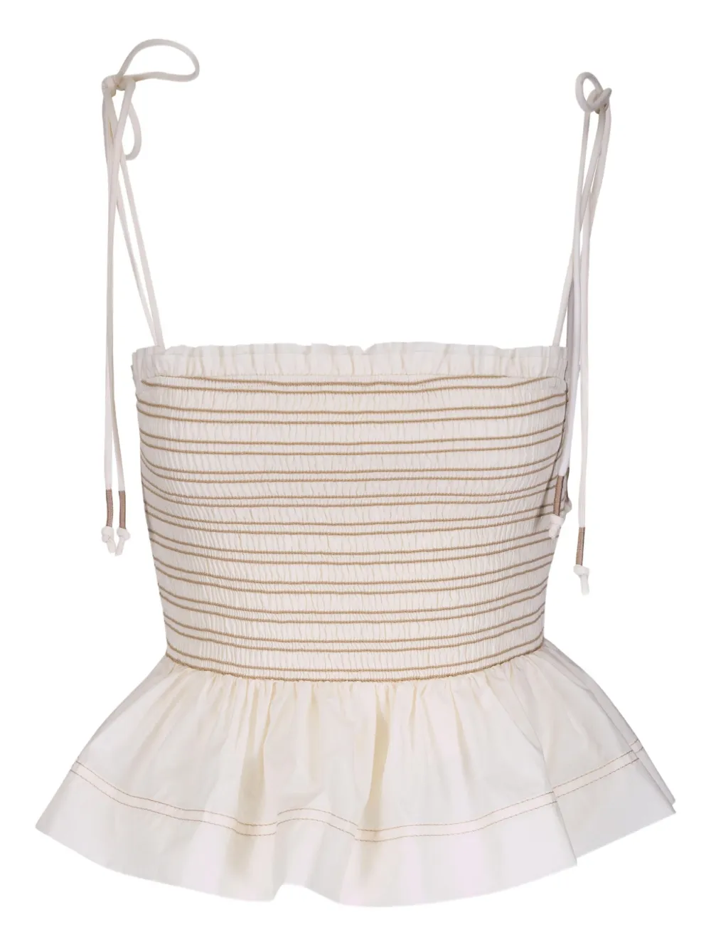 Veronica Beard smocked ruffled top | Neutrals | Image 1