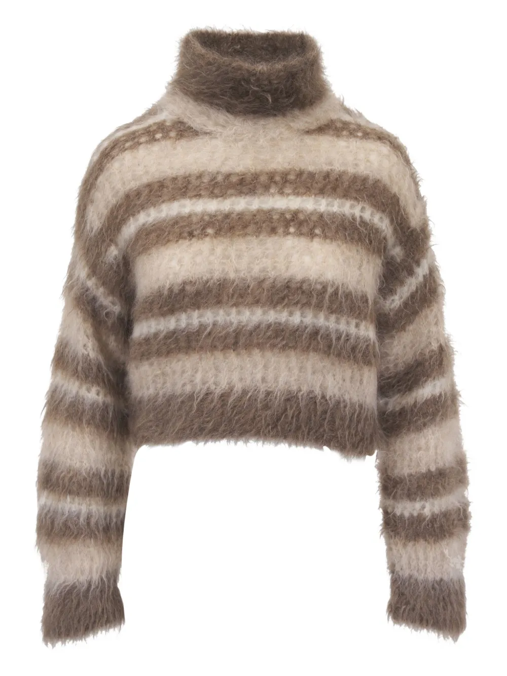 Brunello Cucinelli Striped-pattern Sweater In Brown
