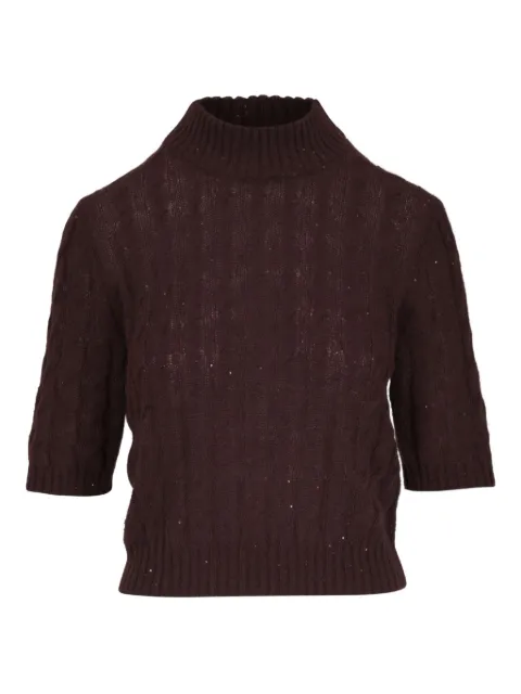 Brunello Cucinelli cable-knit sequin-detail T-shirt