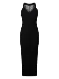 LIU JO lace-insert ribbed-knit midi dress - Black