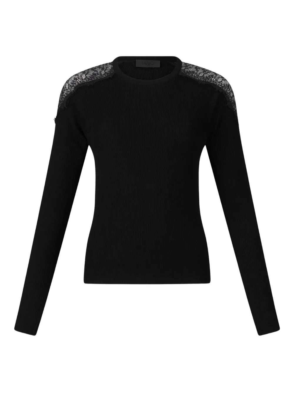 LIU JO lace-insert ribbed sweater Zwart