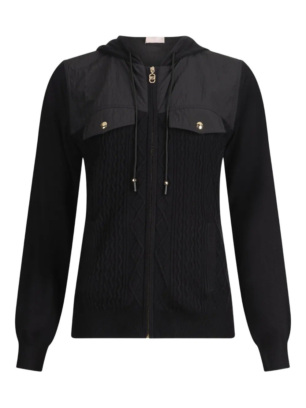 LIU JO cable-knit hooded sweater Zwart