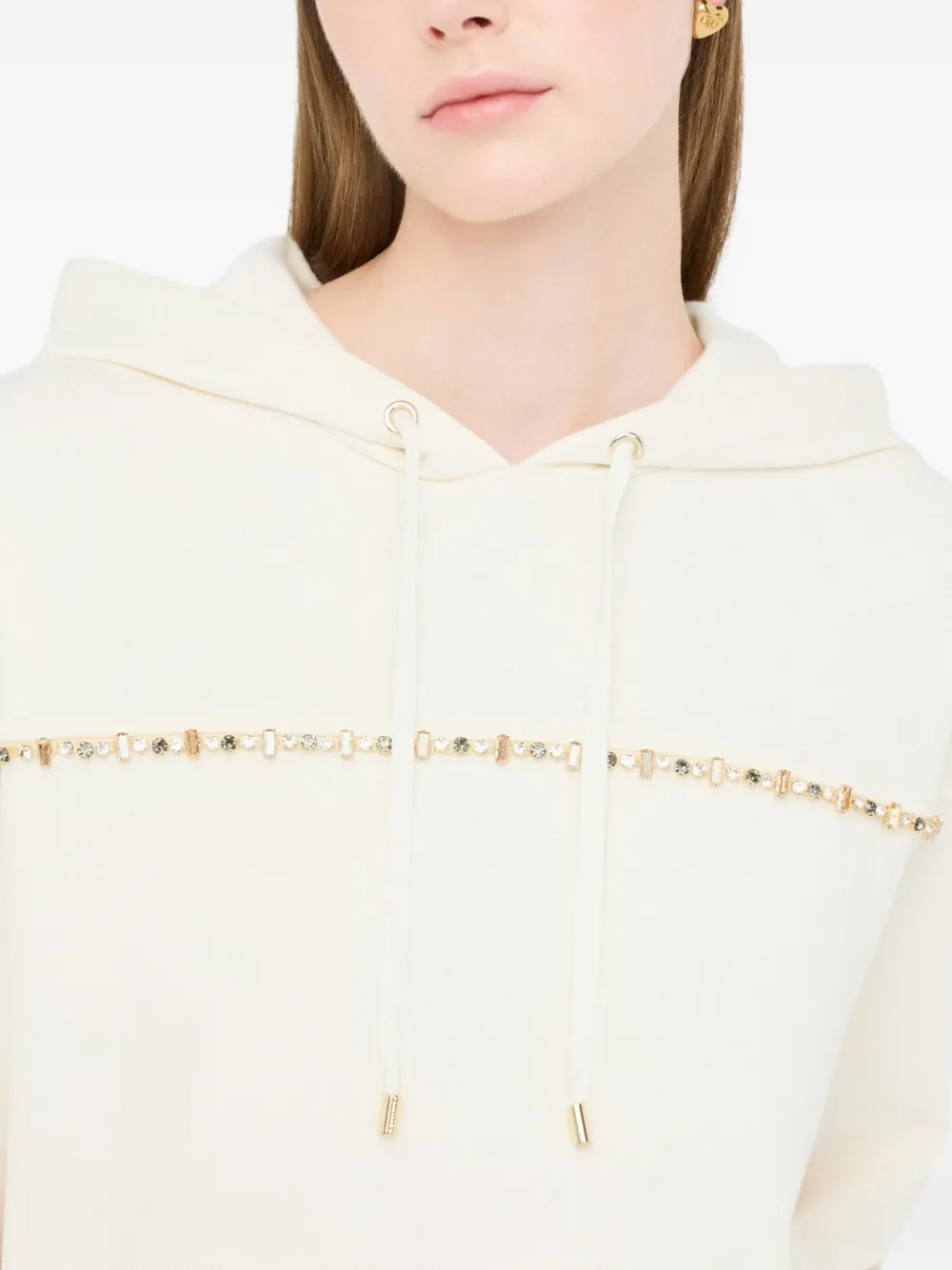 LIU JO rhinestone-embellished drawstring sweatshirt Wit