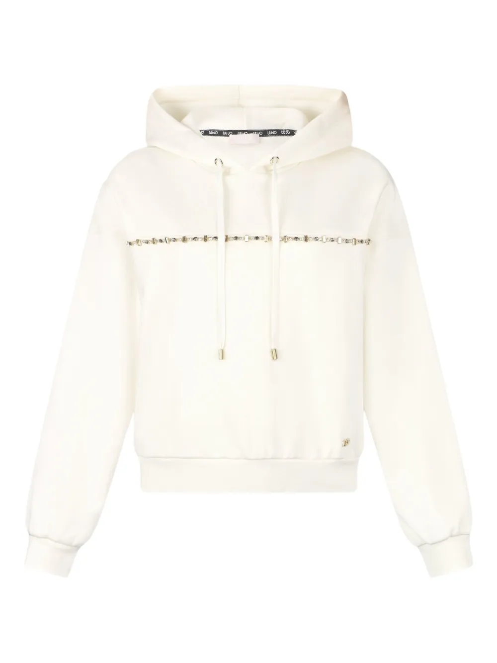 LIU JO rhinestone-embellished drawstring sweatshirt Wit