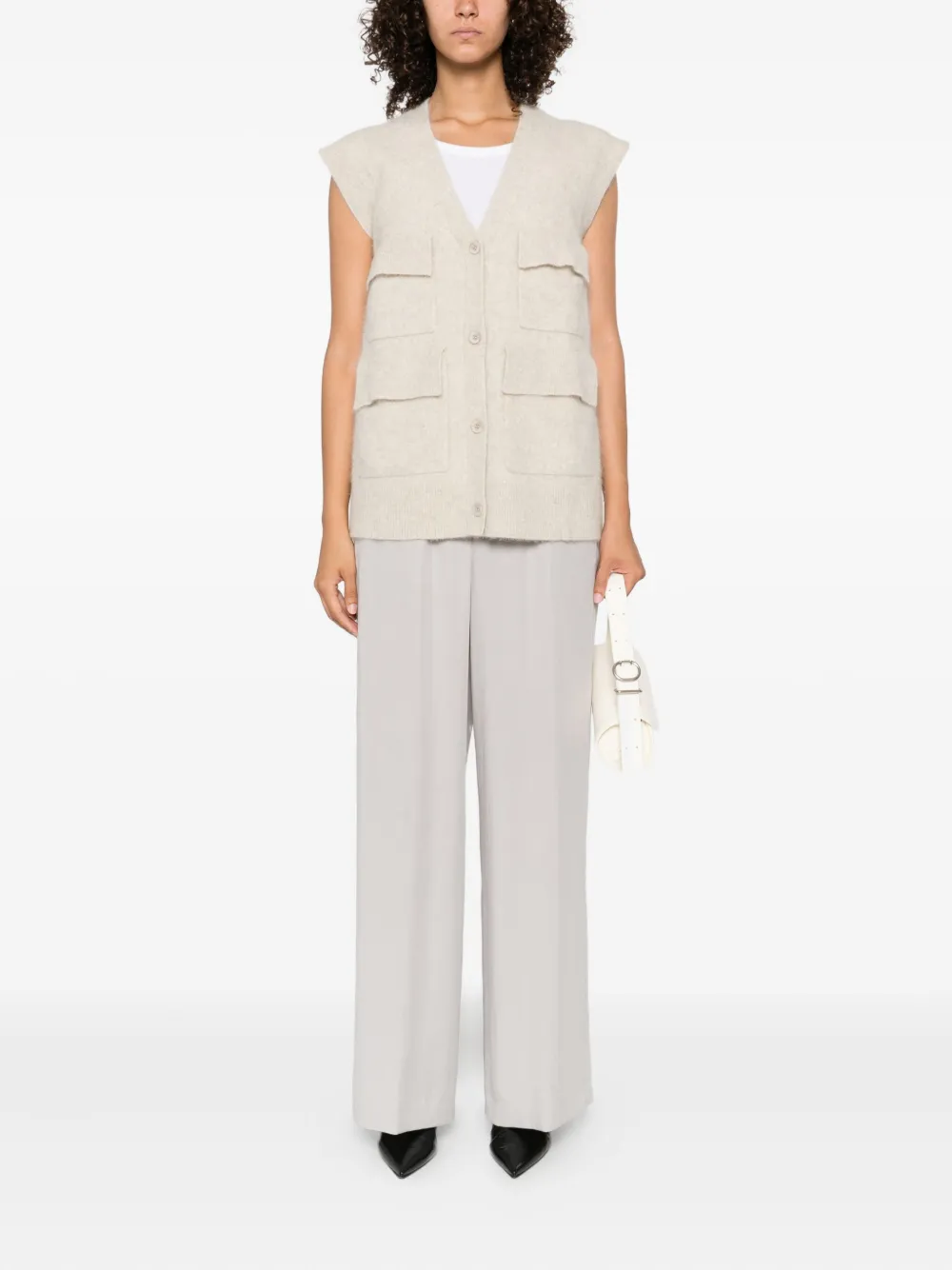 P.A.R.O.S.H. buttoned sleeveless cardigan Beige
