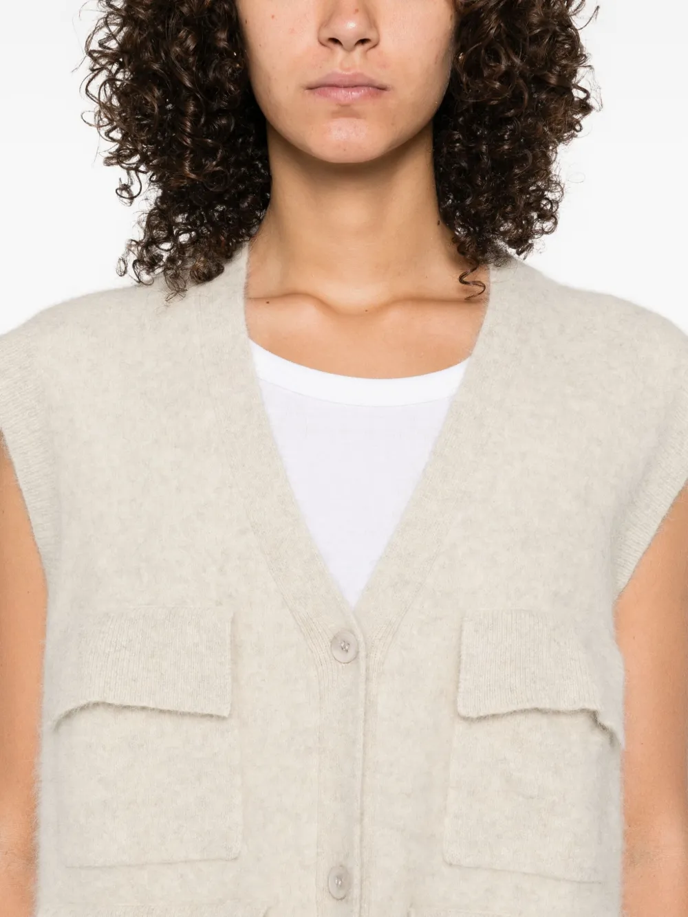 P.A.R.O.S.H. buttoned sleeveless cardigan Beige