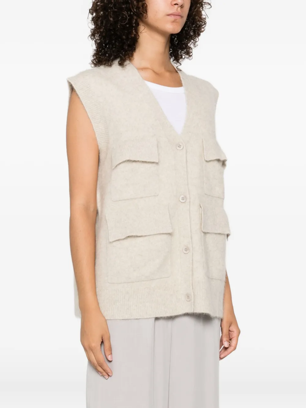 P.A.R.O.S.H. buttoned sleeveless cardigan Beige