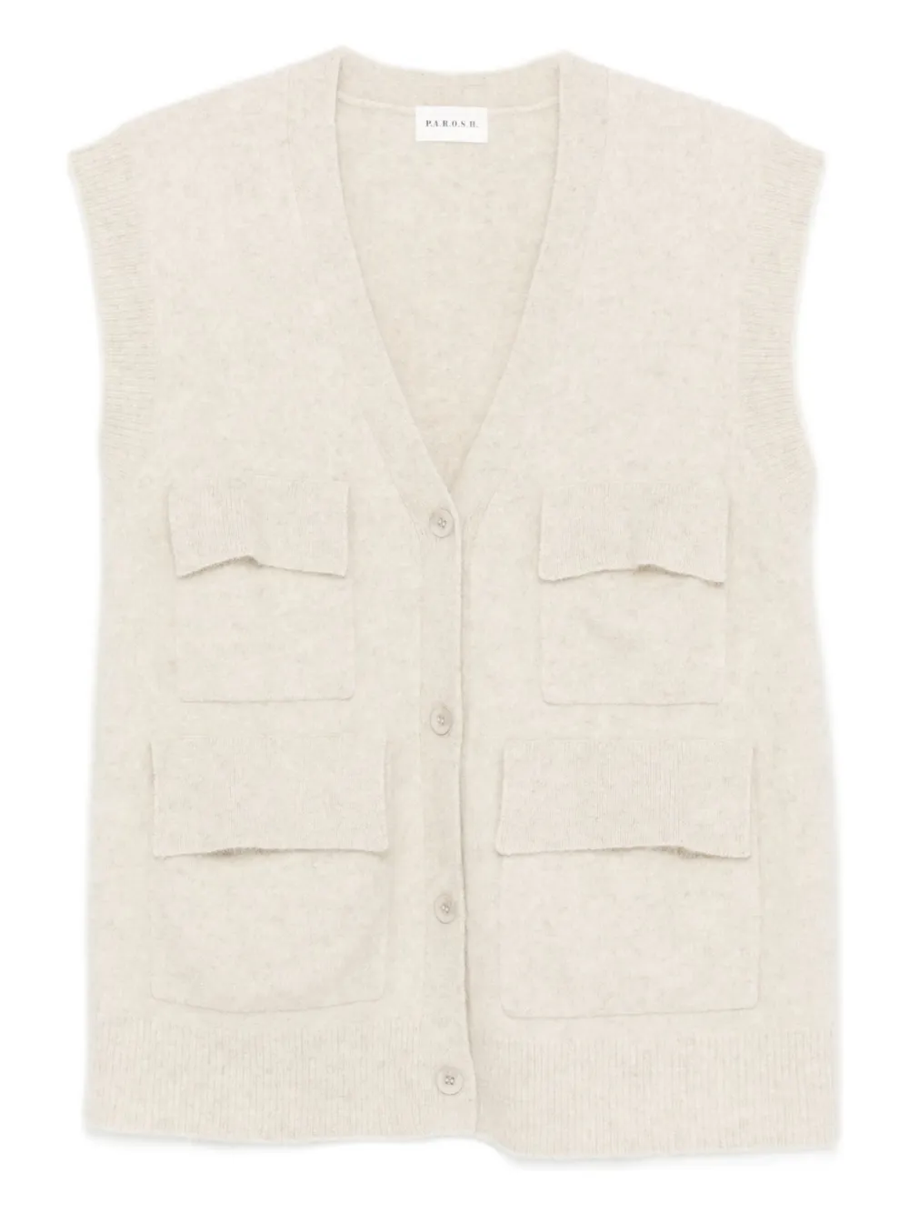 P.A.R.O.S.H. buttoned sleeveless cardigan Beige