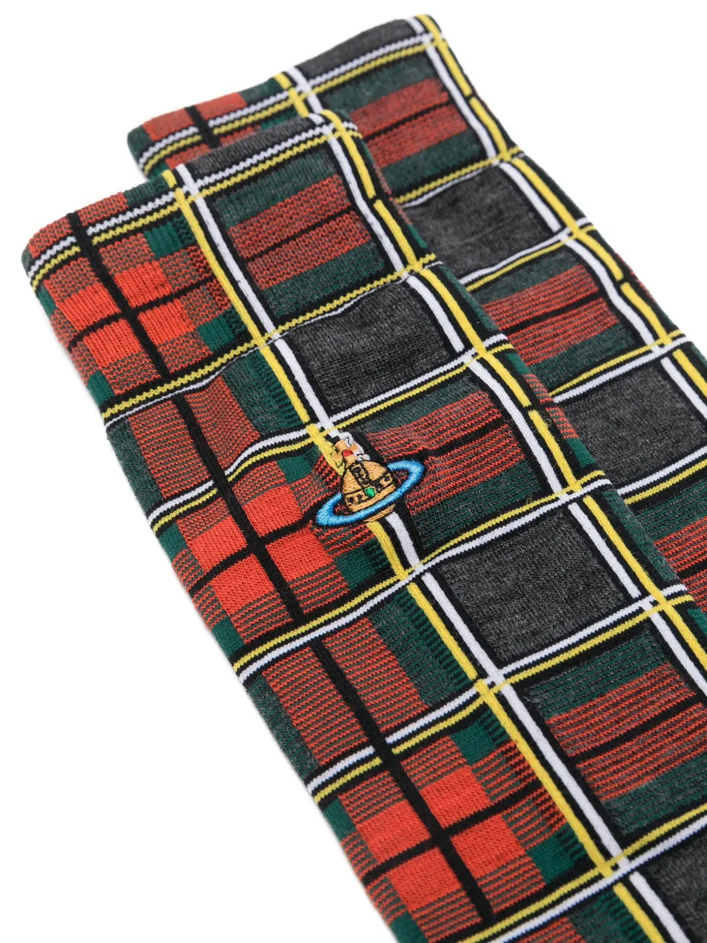 Vivienne Westwood embroidered-orb plaid socks Rood