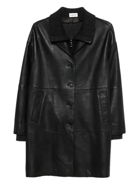 P.A.R.O.S.H. ribbed-collar leather coat