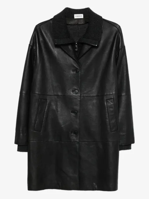 P.A.R.O.S.H. ribbed-collar leather coat
