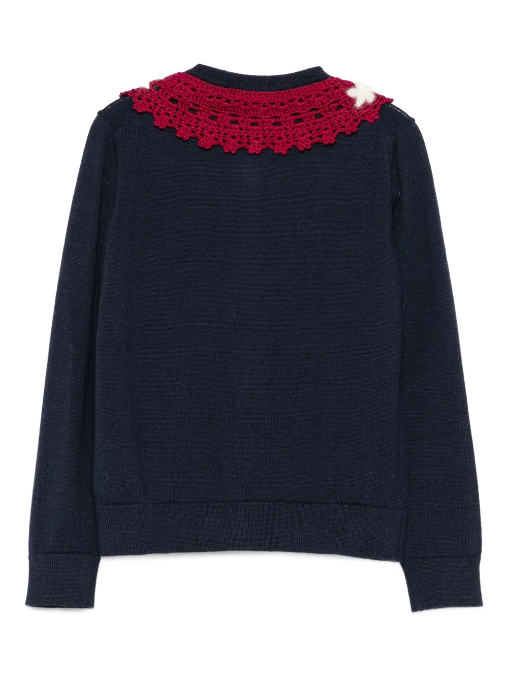 Dolce & Gabbana Kids flower-crochet cardigan Blauw