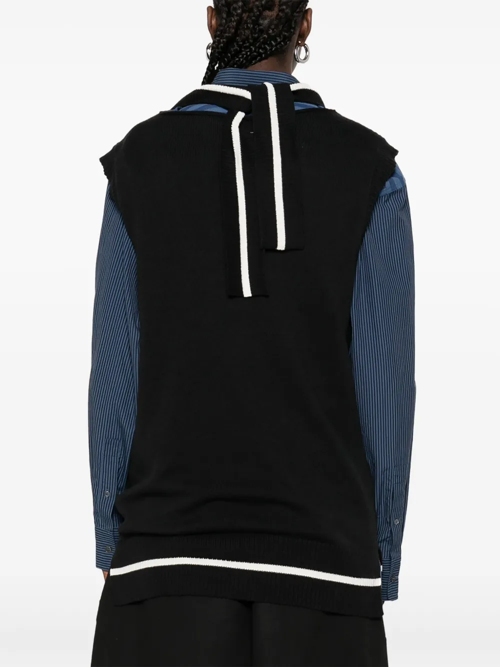 MM6 Maison Margiela Top met geborduurd logo en V-hals Zwart