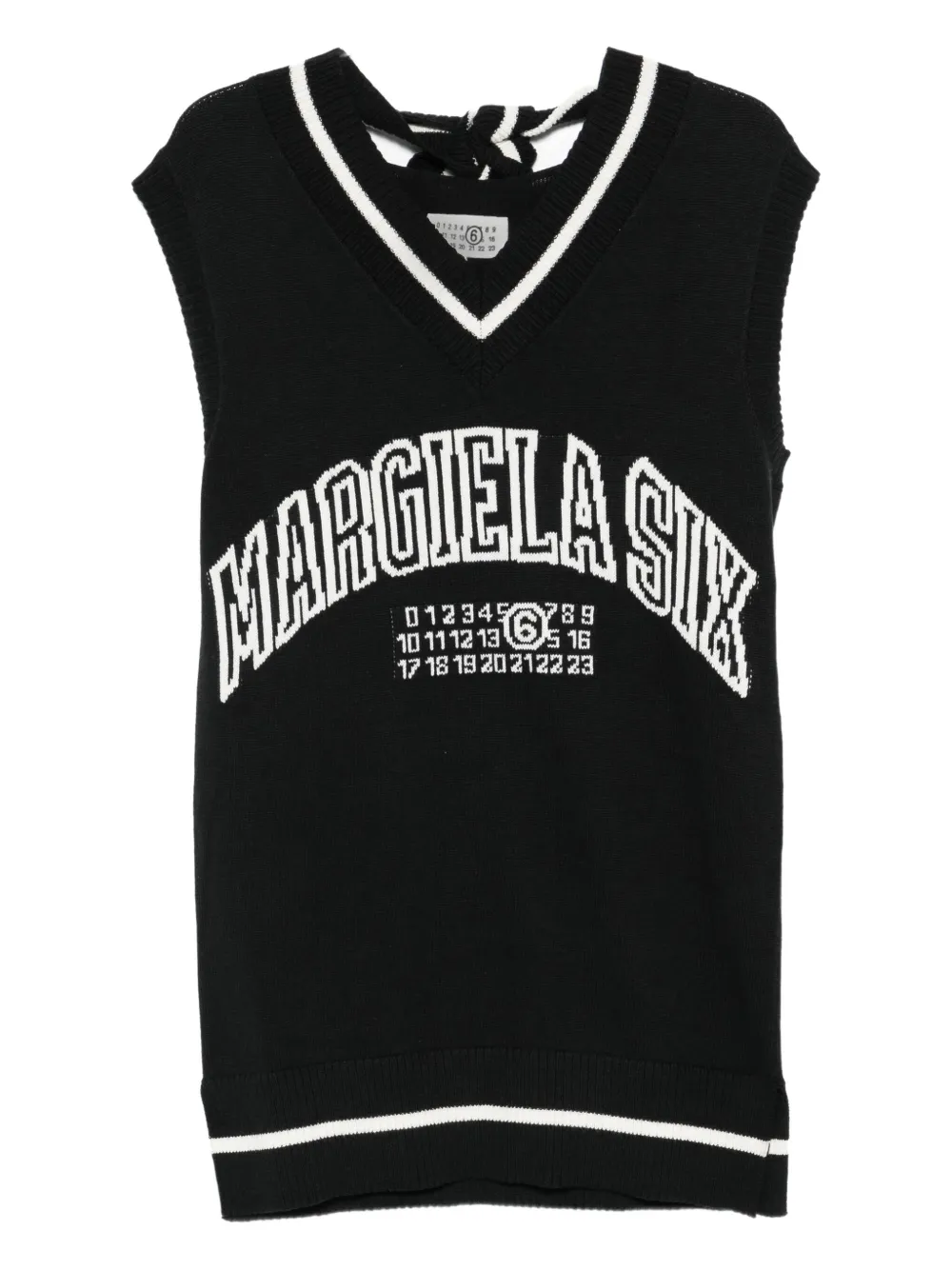 MM6 Maison Margiela Top met geborduurd logo en V-hals Zwart