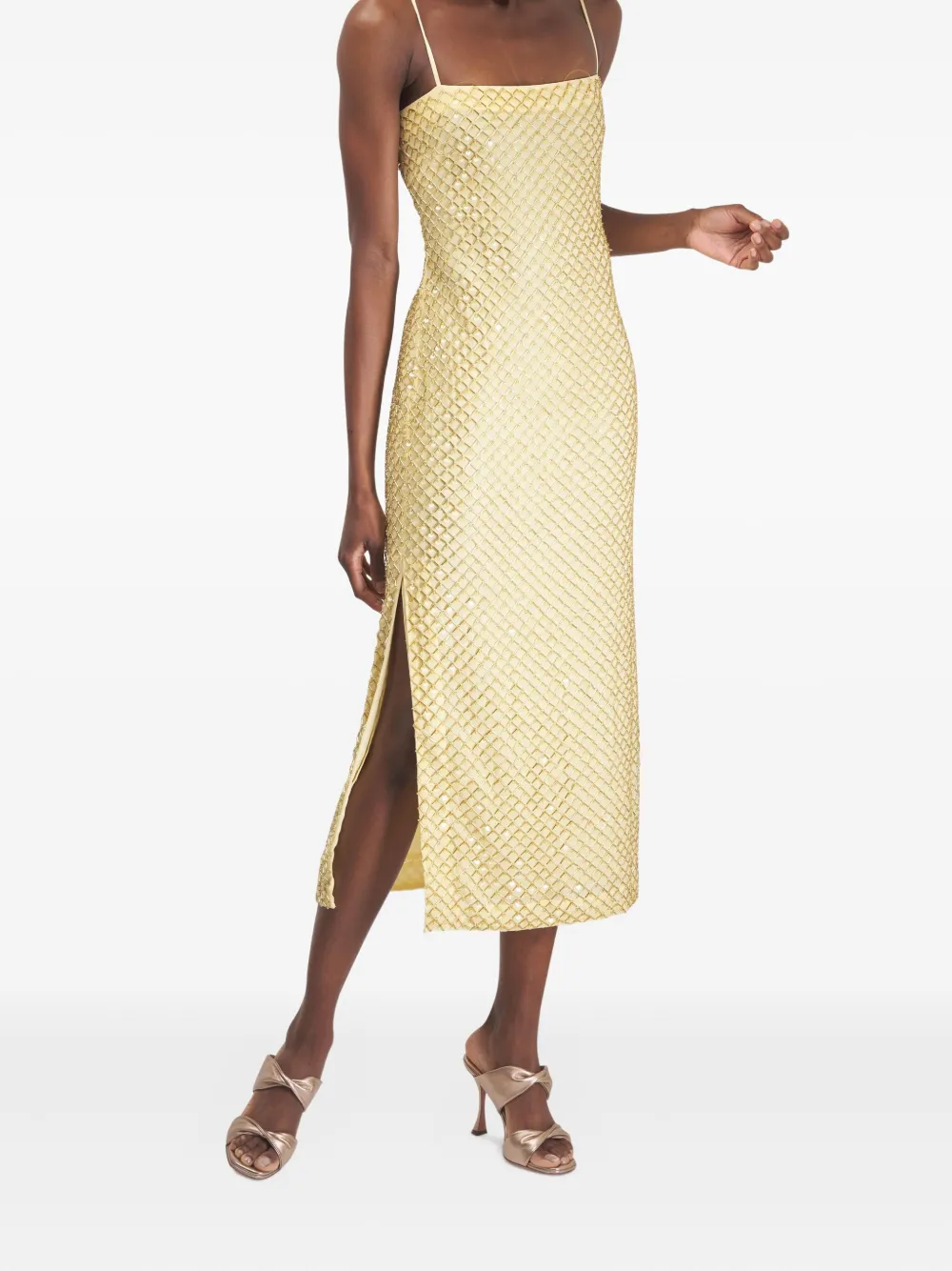 Veronica Beard Sequin-embellished Midi Dress In Yellow