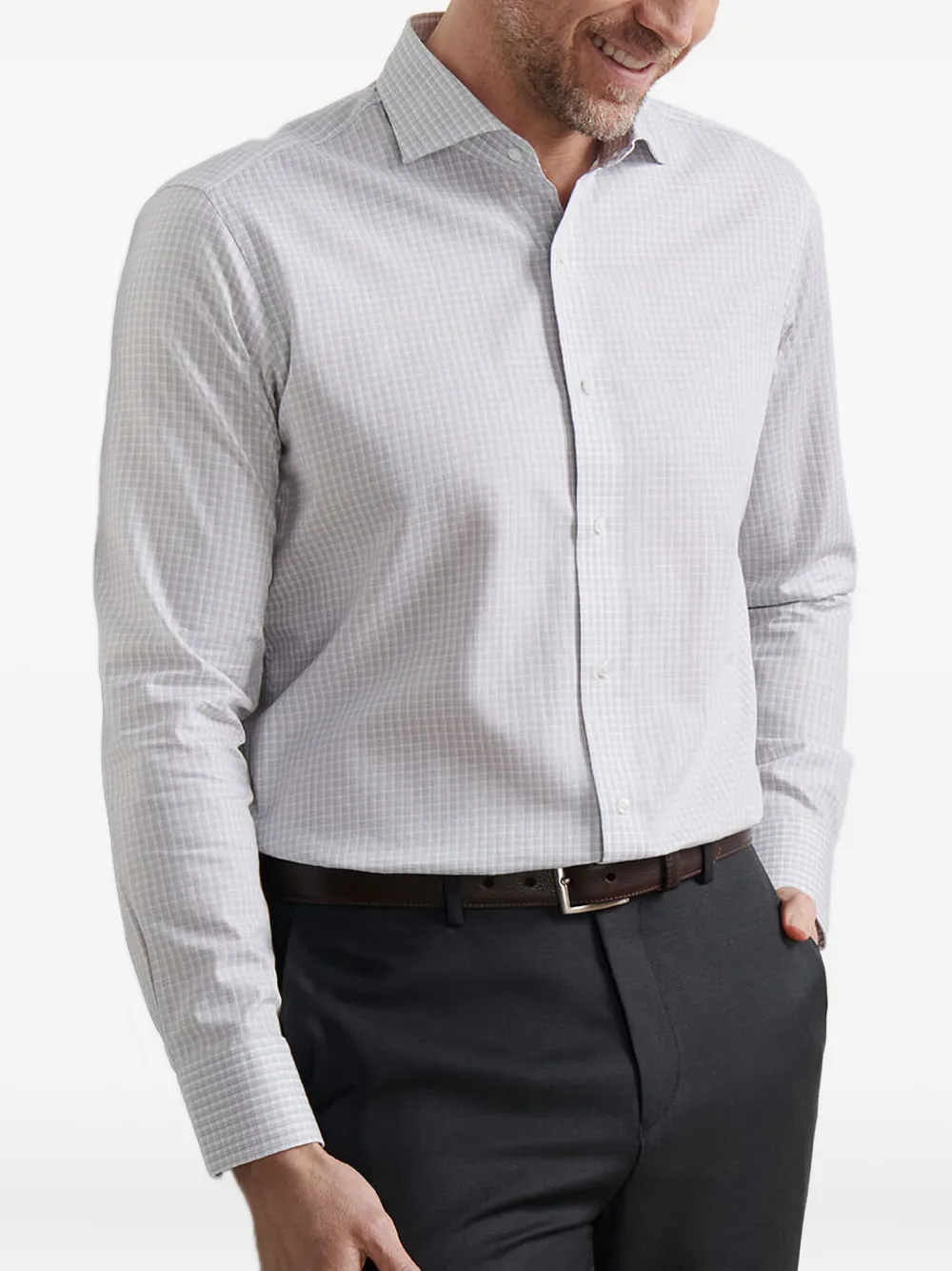 Peter Millar Torino checked long-sleeve shirt - Grijs