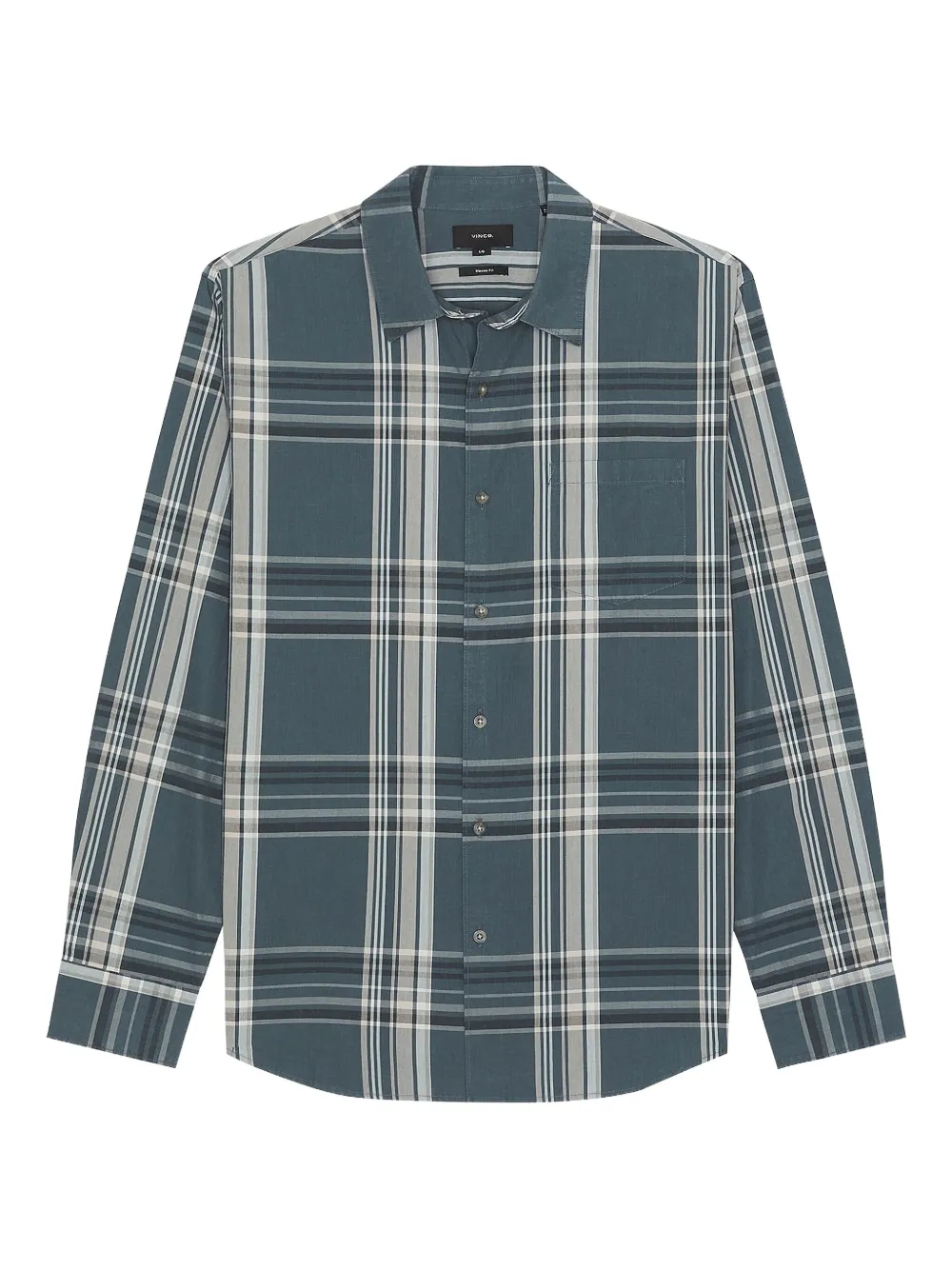 Vince Lorimer Plaid French Placket Shirt In Blue