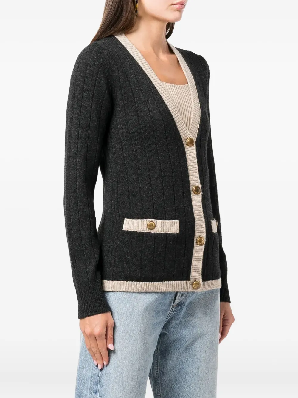 Nili Lotan Ribbed-knit Cardigan In Black