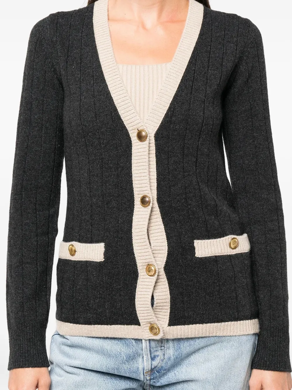 Nili Lotan Ribbed-knit Cardigan In Black