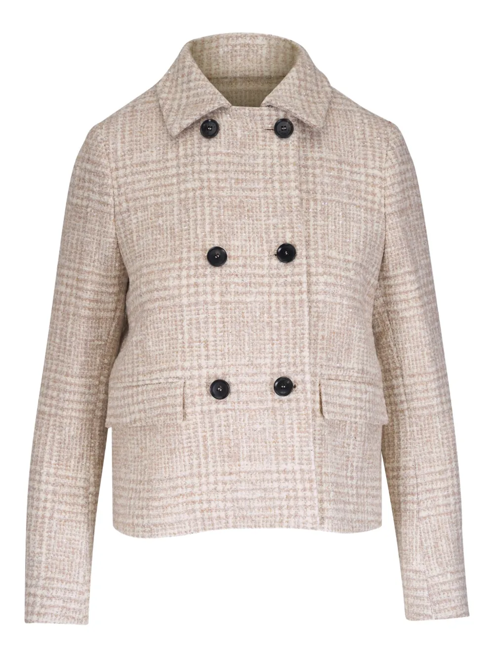 Kiton checked double-breasted jacket | Neutrals | Image 1