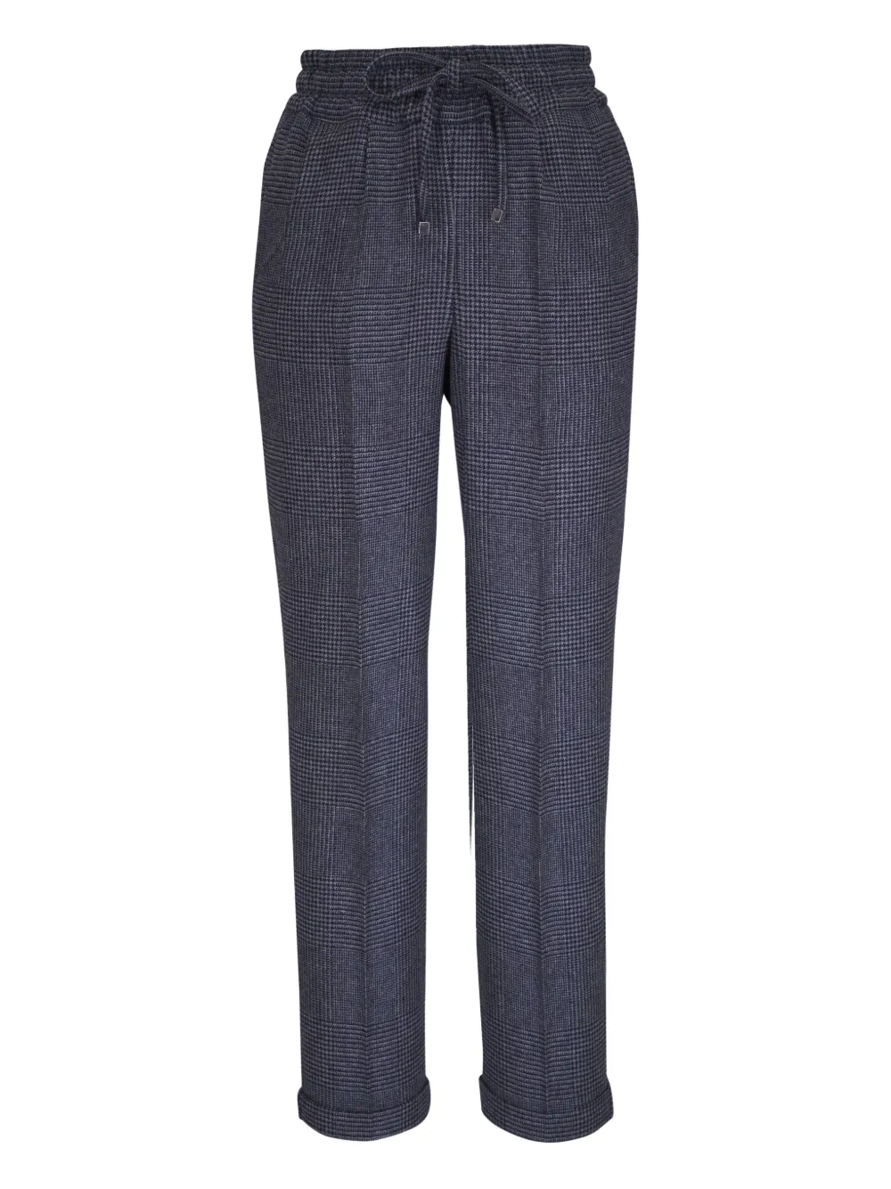 Kiton check drawstring trousers | Blue | Image 1