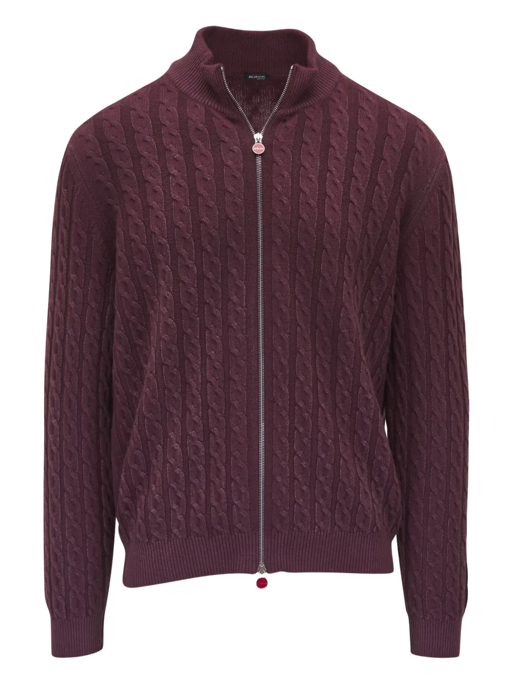 Kiton cable-knit zip-front cardigan - レッド Kiton cable-knit zip-front cardigan - レッド