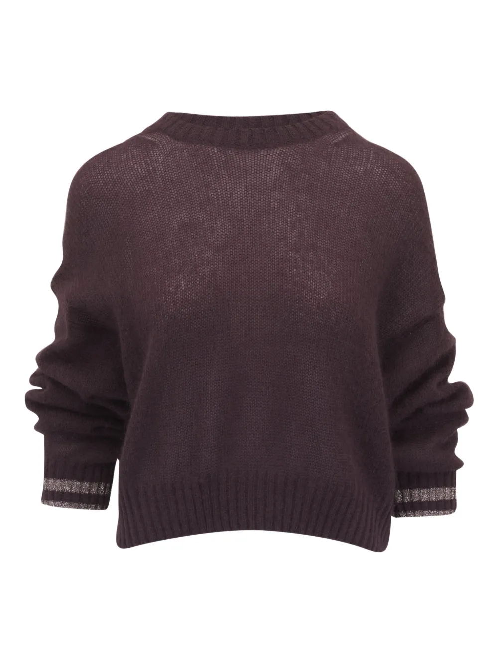Brunello Cucinelli Metallic-trimmed Cashmere Sweater In Brown