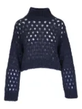 Brunello Cucinelli high-neck open-knit sweater - Blue