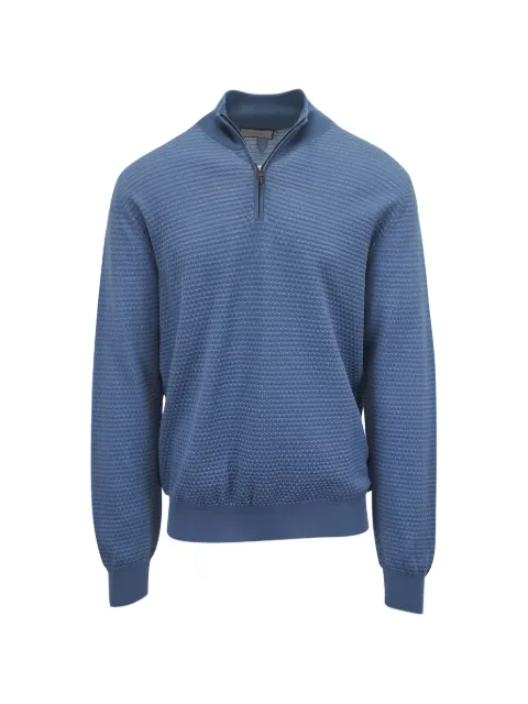 Canali textured zip sweater