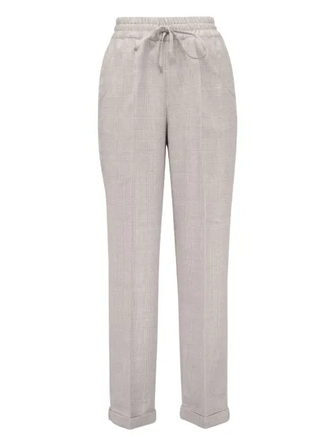 Kiton checked drawstring-waist trousers